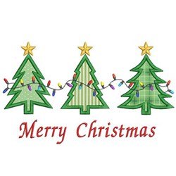 Merry Christmas trees applique embroidery digitizing design