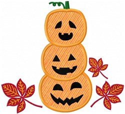 Stacked jack-o-lanterns applique embroidery digitizing sample