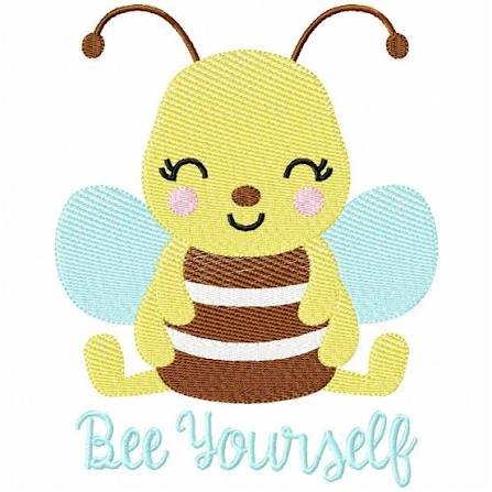 Bee Yourself cartoon bee applique embroidery digitizing design