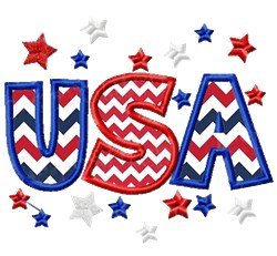 USA stars and chevron applique embroidery digitizing design