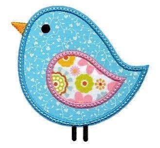 Blue floral bird applique embroidery digitizing design