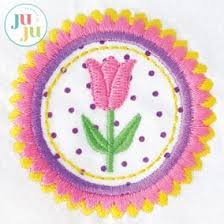 Round pink tulip JuJu applique embroidery digitizing design