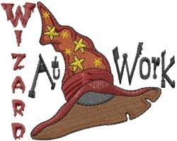 Wizard at Work hat cap embroidery digitizing sample