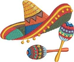 Sombrero and maracas cap and hat embroidery digitizing design