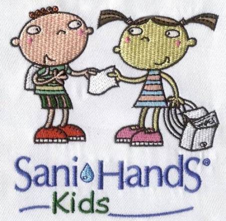 Sani Hands Kids character logo embroidery punching and digitizing design