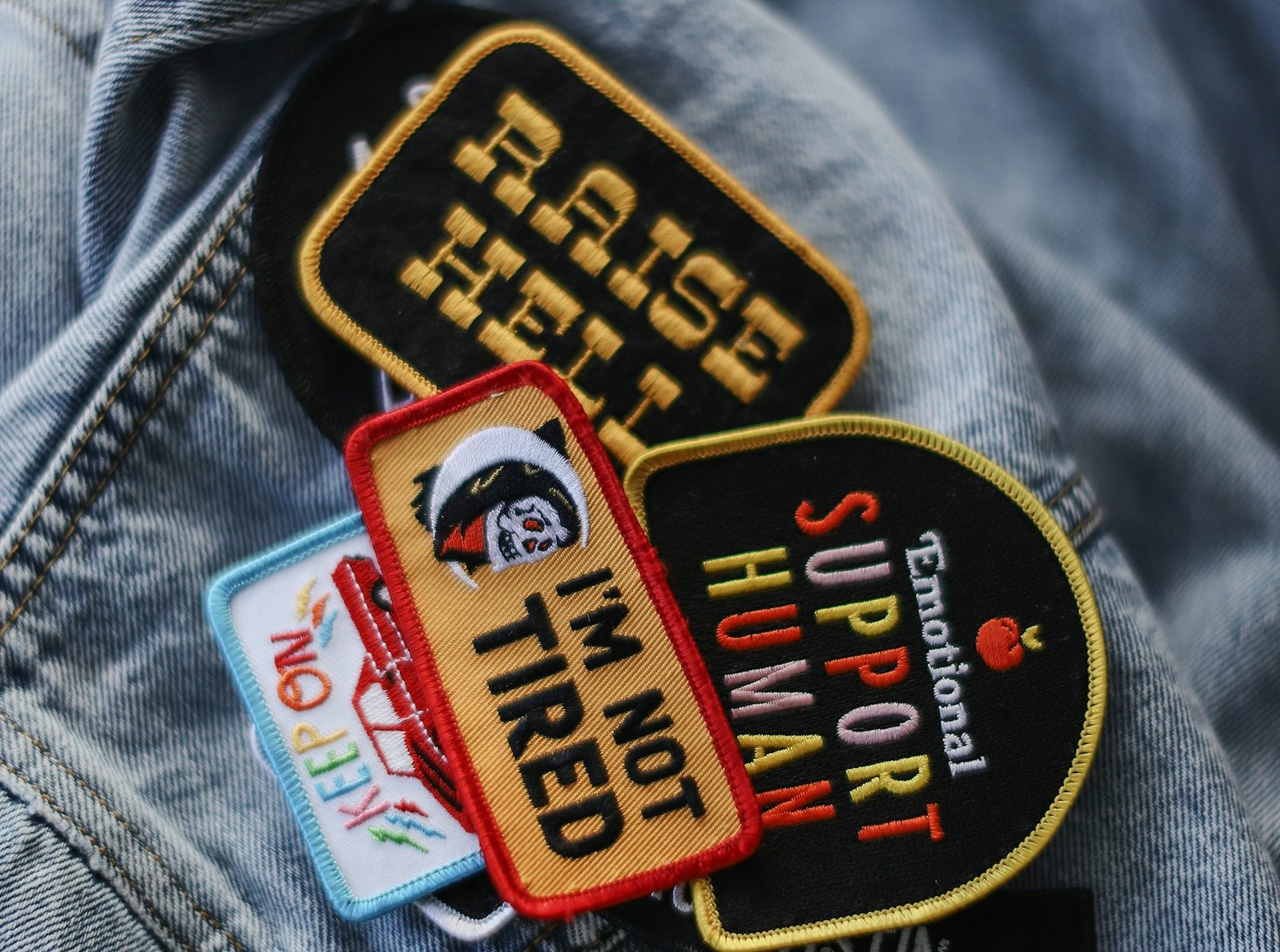 Embroidered patch stack for bags and promotional digitizing