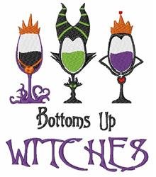 Bottoms Up Witches small lettering embroidery digitizing sample