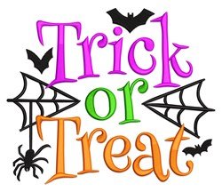 Trick or Treat small lettering embroidery digitizing design