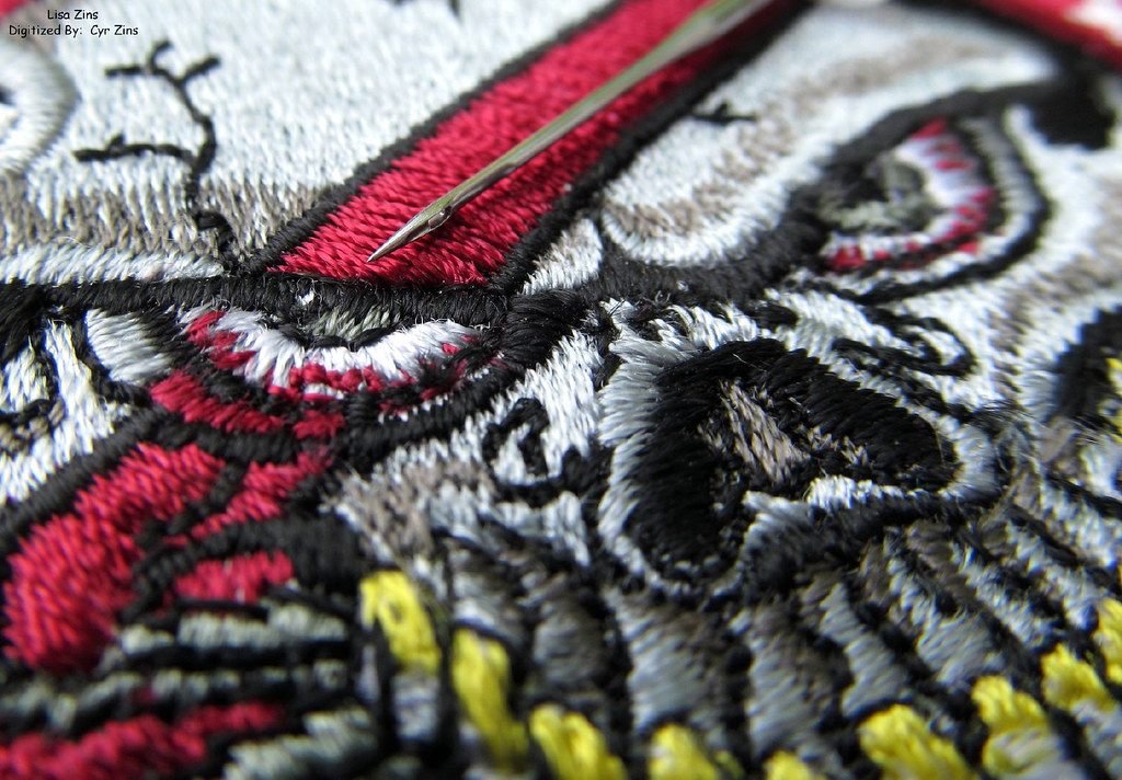 Embroidered emblem motif for custom logo digitizing
