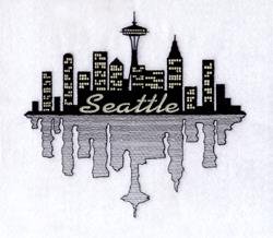 Seattle skyline jacket back embroidery digitizing sample