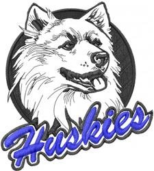 Huskies mascot jacket back embroidery digitizing sample