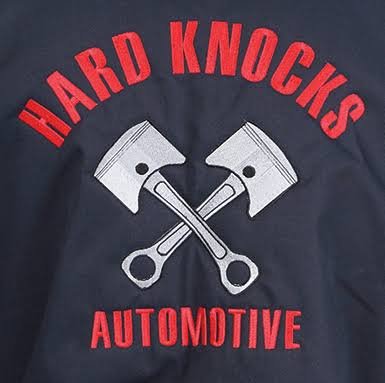 Hard Knocks Automotive piston logo jacket back embroidery digitizing