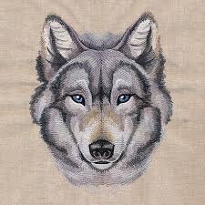 Wolf portrait jacket back embroidery digitizing sample