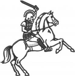 Knight on horseback jacket back embroidery digitizing sample