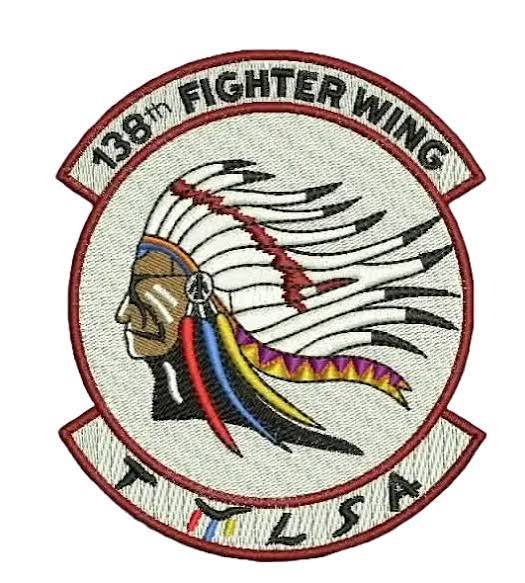 138th Fighter Wing patch left chest embroidery digitizing sample