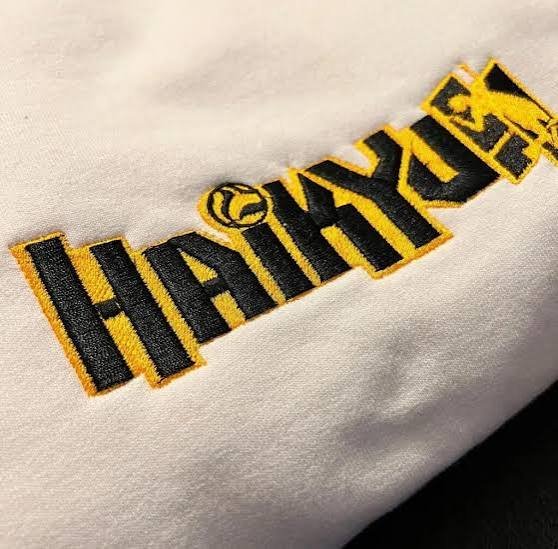 Haikyu lettering left chest embroidery digitizing on a shirt