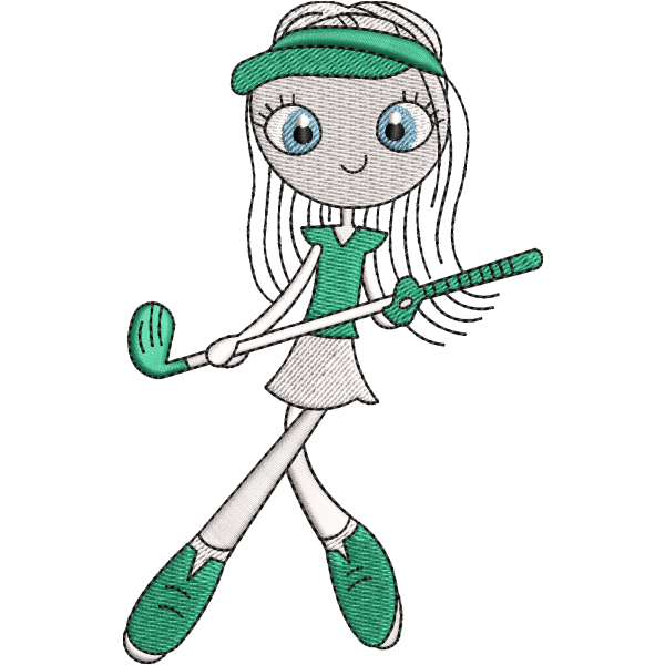 Golf girl left chest embroidery digitizing design