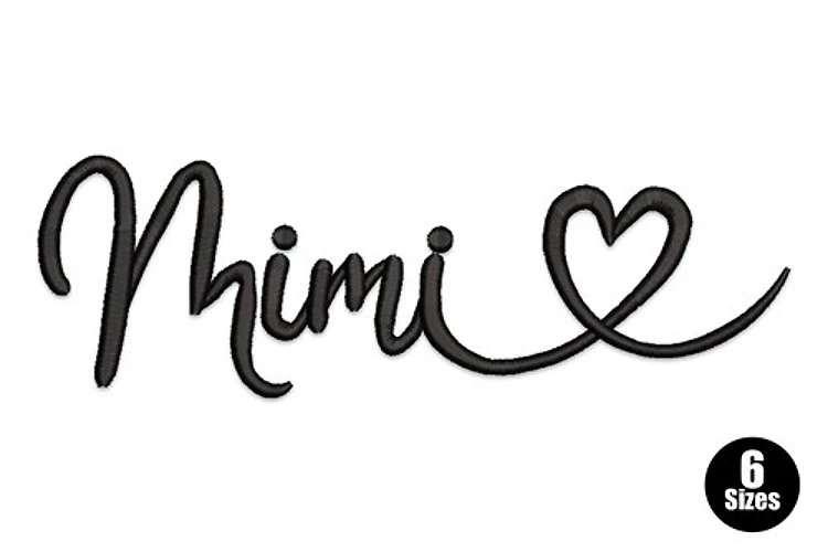 Mimi script heart small lettering embroidery digitizing sample