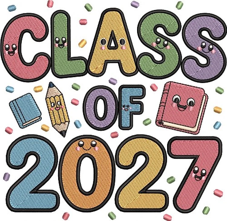 Class of 2027 small lettering embroidery digitizing sample