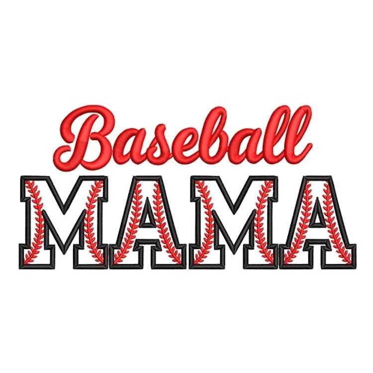 Baseball Mama small lettering embroidery digitizing design