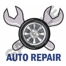 Auto Repair crossed wrench logo embroidery digitizing