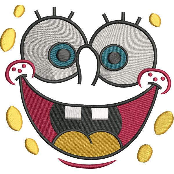 Smiling cartoon face logo embroidery digitizing design