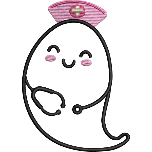 Nurse ghost logo embroidery digitizing sample