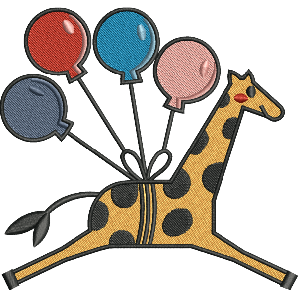 Giraffe with balloons logo embroidery digitizing design
