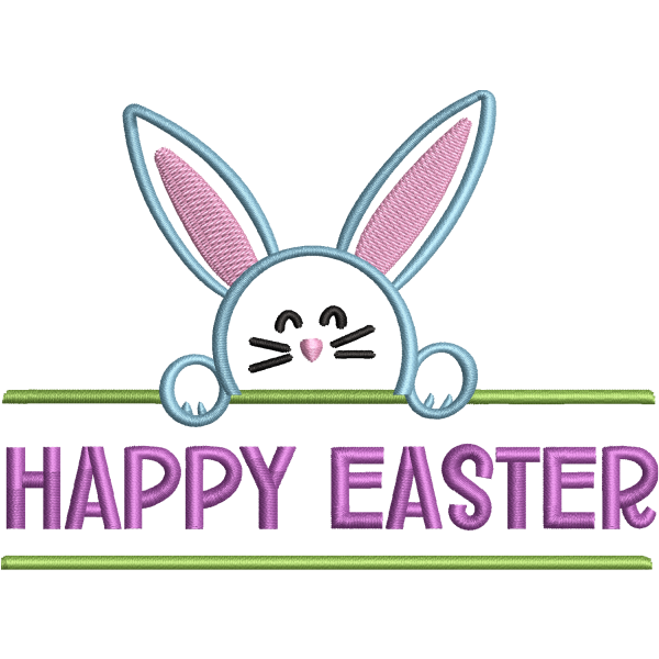 Happy Easter bunny logo embroidery digitizing sample