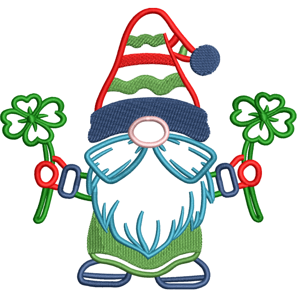 Christmas gnome with holly logo embroidery digitizing design