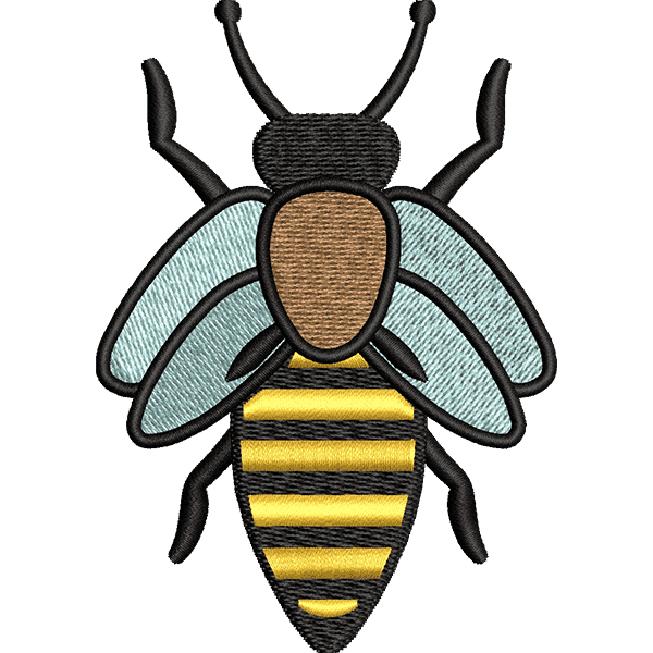 Striped bee logo embroidery digitizing design