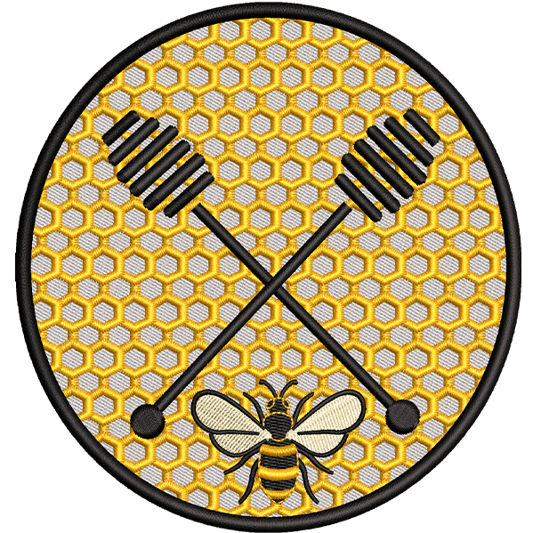 Honeycomb with crossed dippers logo embroidery digitizing sample