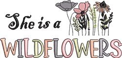 She is a Wildflowers script logo embroidery digitizing