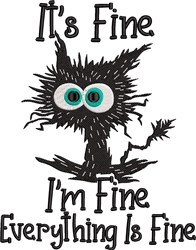 It's Fine cat logo embroidery digitizing design