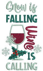 Snow is Falling Wine is Calling logo embroidery digitizing