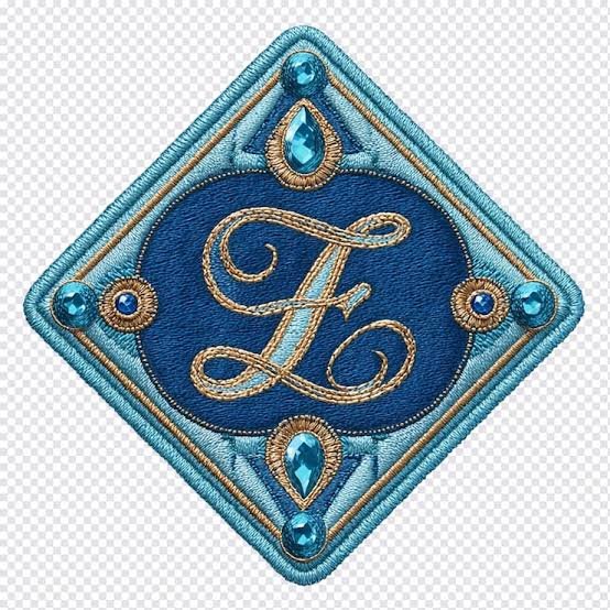 Diamond blue gem letter Z monogram embroidery digitizing design