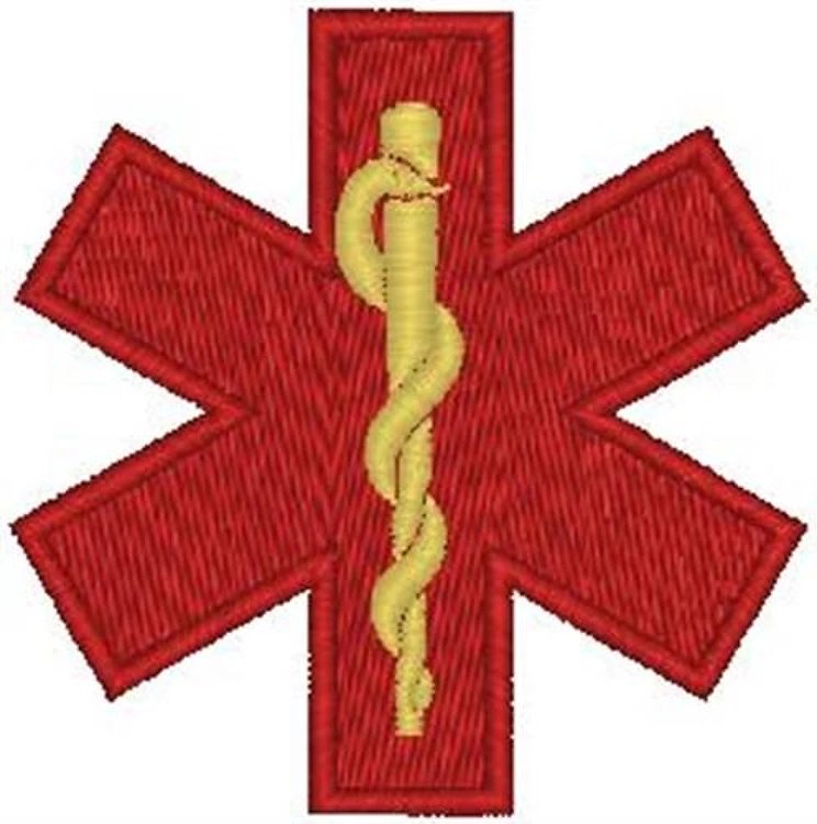 Star of Life medical patch embroidery digitizing design