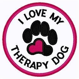 I Love My Therapy Dog paw patch embroidery digitizing sample