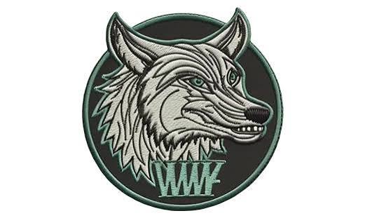 Wolf head circular patch 3D puff embroidery digitizing design